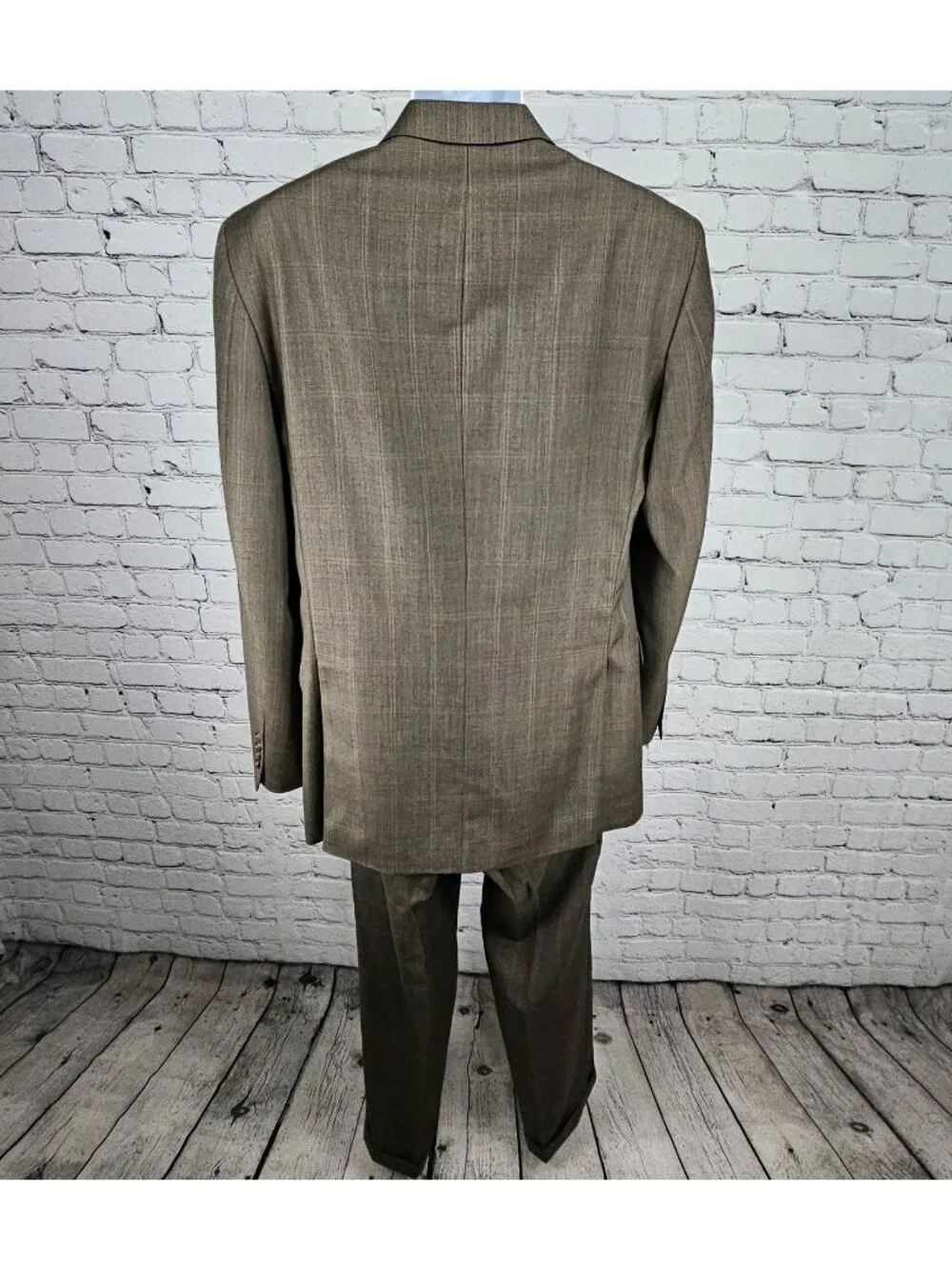 Jones New York Brown 100% Wool Full Suit 2 Piece Set 2 Button Notch 40L 35x30